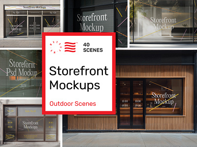 Storefront Mockups branding bundle design download identity logo mockup mockups psd restaurant shop sticker store storefront template typography window wood