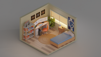 3D Isometric room 3d 3d design 3d model blender cozy isometric modeling render room soft