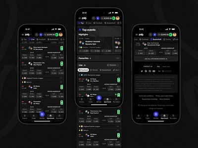 Mollybet: Mobile sportsbook analytics app betting bookmaker dark design gambling interface mobile modern mollybet neon product design sports sportsbook ui user interface ux web web design