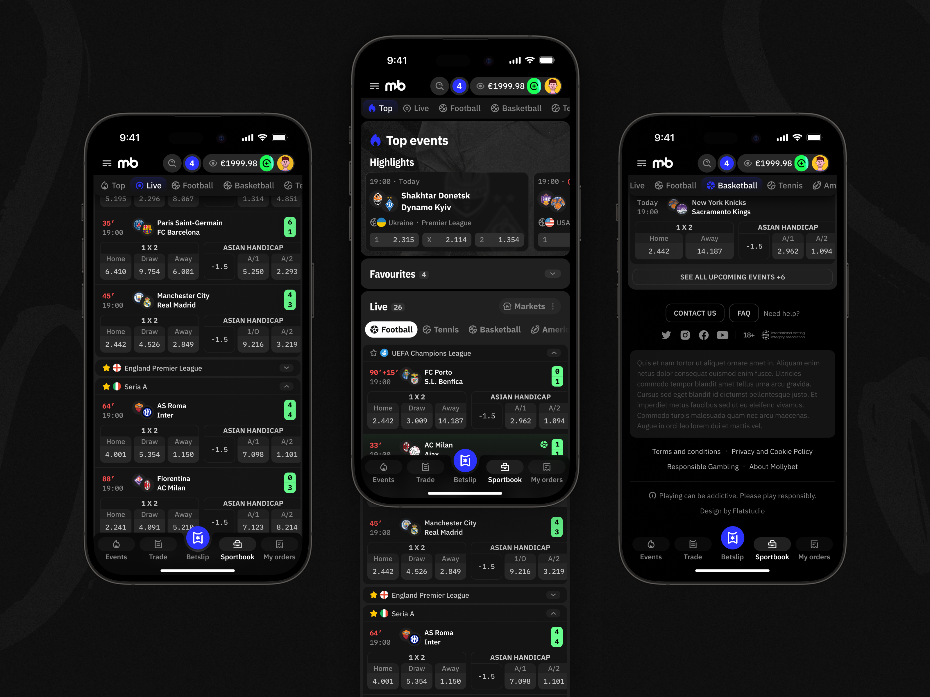 Example of Mollybet: Mobile sportsbook