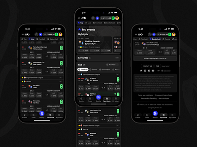 Mollybet: Mobile sportsbook analytics app betslip betting bookmaker dark design gambling interface mobile modern neon product design sports sportsbook ui user interface ux web web design