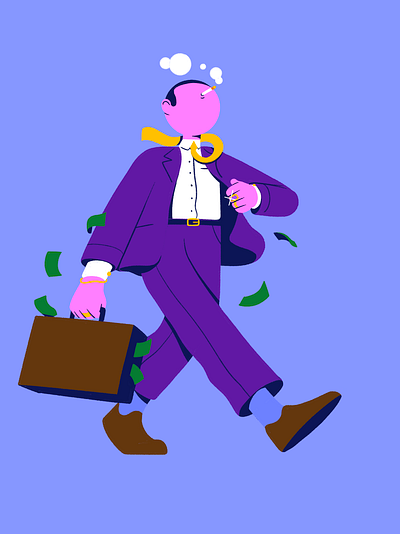 Mr Business Guy businessman character design handdrawn illustration photoshop procreate suit walking