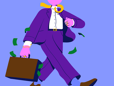 Mr Business Guy businessman character design handdrawn illustration photoshop procreate suit walking