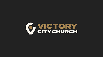 Victory City Church black church cream gold pin v c