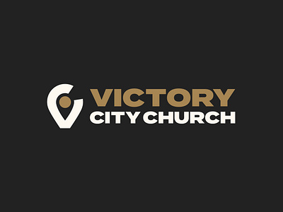 Victory City Church black church cream gold pin v c