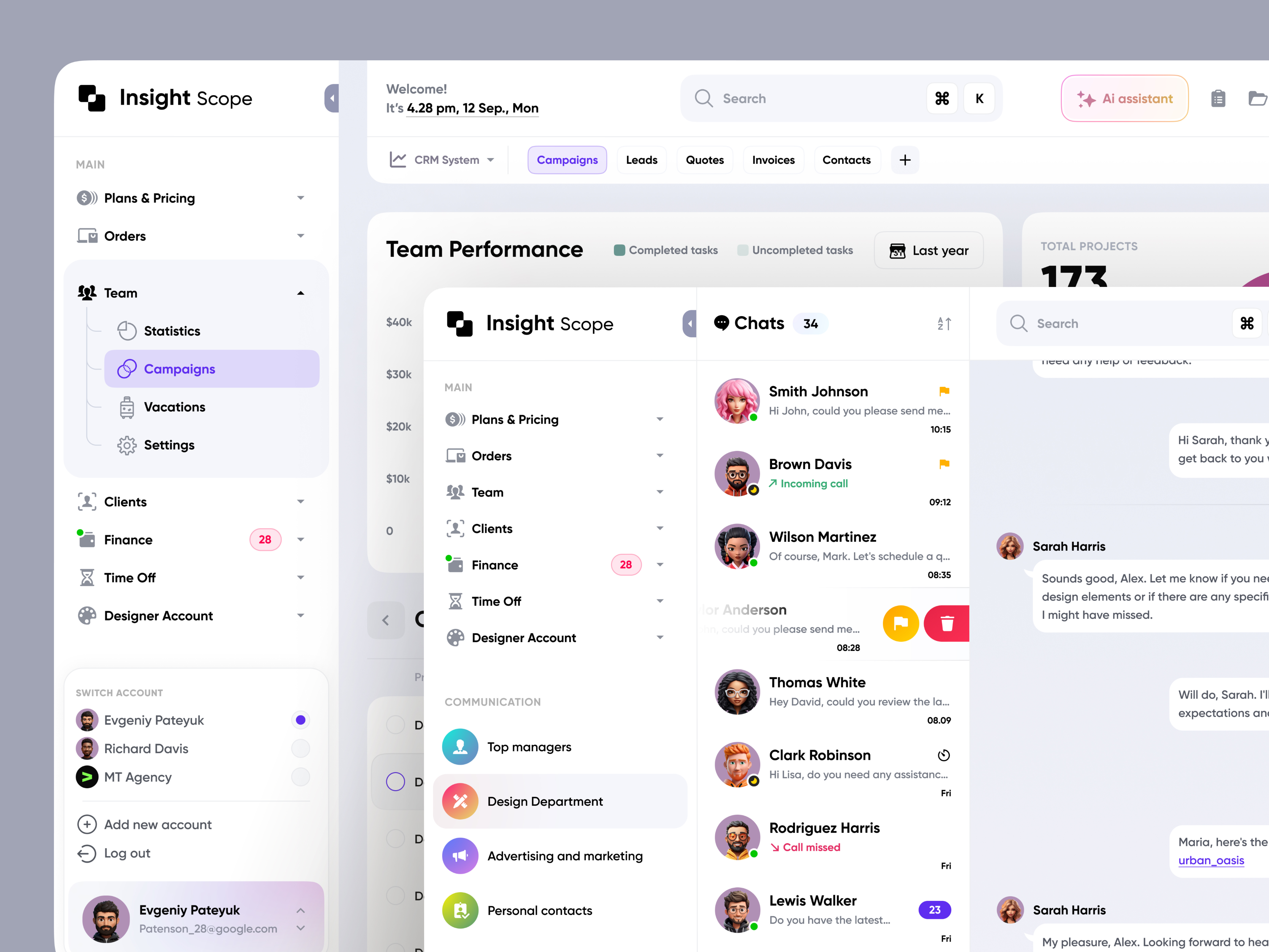 Example of Dashboard Ui - Team workspace ui kit