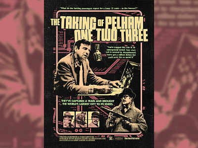 The Taking of Pelham One Two Three 70s action movie cinema collage film hijack nyc poster robert shaw subway thriller walter matthau