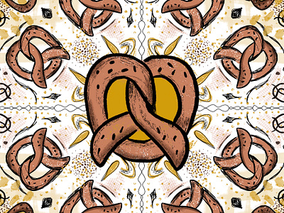 Pretzel Design art background design drawing fabric food hand drawn illustration pattern pretzel repeat snack surface design symmetrical textile texture wallpaper