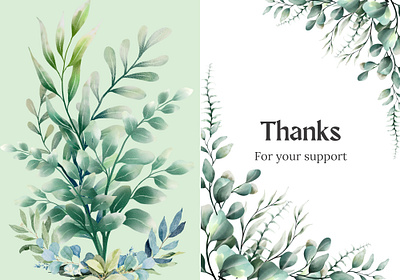 Green leaves thank you folder card des design designs graphic design illustration ui ux vector