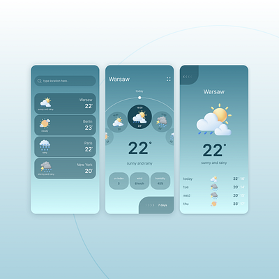 Weather App UI/UX Design degrees rain storm sun ui design uiux ux design weather weather app weather application weather ui weather ux