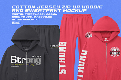 Cotton Jersey Zip-Up Hoodie and sweatpant mockup psd apparel apparel mockup psd cotton cotton hoodie mockup customizable sweatpants fashion mockup template hersey hoodie mockup hoodie hoodie inside label psd jersey mockup photoshop photoshop hoodie template psd sweatpant sweatpant mockup psd template zip up zip up hoodie design zip up hoodie template