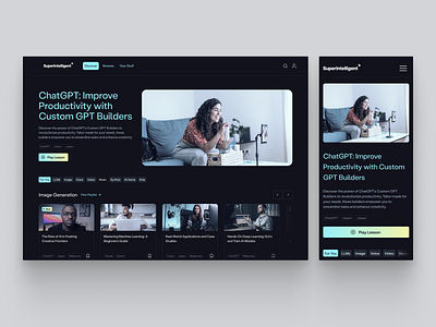 Superintelligent Site Design ai chatgpt dark mode dashboard education gpt gpt builders learning platform mobile productivity responsive saas ui design ux ux design web design