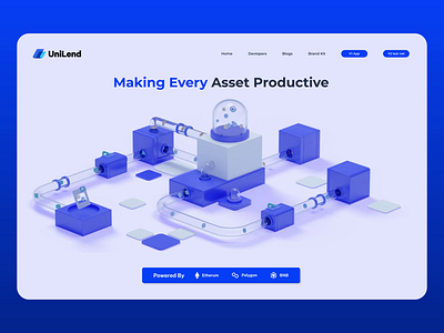 UniLend V2 Testnet Landing page 3d animation branding graphic design motion graphics ui