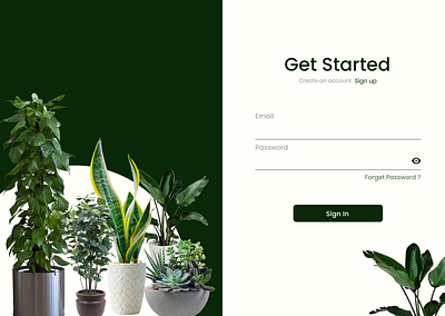 Indoor plant shop - sign in page graphic design ui ux