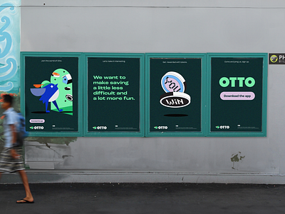 Otto - The playful way to save branding campaign design graphic design illustration poster design