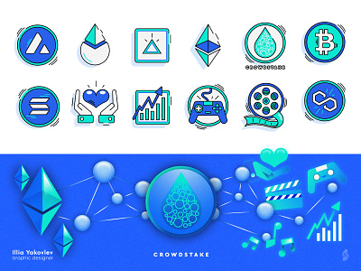 Crowdstake Banner & Icon Set 2d adobe illustrator banner cartoon graphic design icon icon design illustration illustrator thumbnail thumbnail design