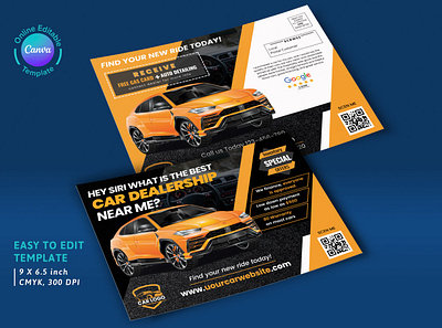 Car Rental Postcard EDDM Layout Canva Design car rental design canva template car rental eddm mailer