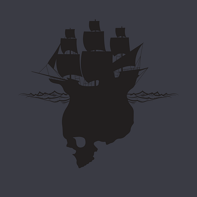 Skully of the Sea boat dark art illustration pirate skull vector