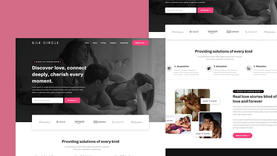 Dating app landing pge design branding couple dating design graphic design landing page landing page deisign lnding page love matchfinding romance ui ui design uiux website design