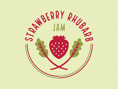 Strawberry Rhubarb Jam Graphic badge crest design enclosure fruit graphic design green healthy illustration label leaves mark nature packaging plant red rhubarb strawberry symbol vector