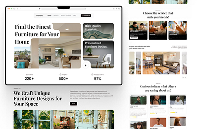 Modern & Minimalist: Beautiful UI/UX for Custom Furniture Landin furniture interior interior web design landing page ui ui design ui ux design ux design web design