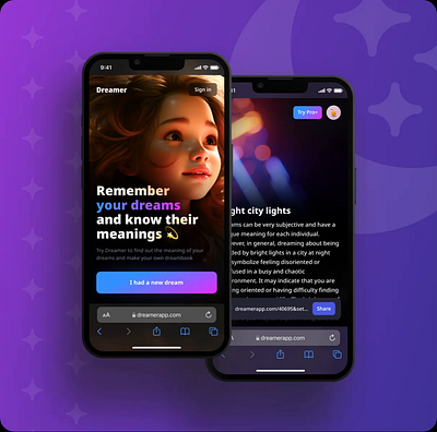 DreamerApp dreams figma mobileapp product design uxui web design webapp