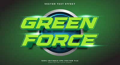 Green Force 3d editable text style Template entertainment