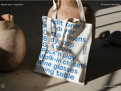 Ralphi Sans Variable Typeface bag blue branding font jurizaech mockup tote type typeface typography variable
