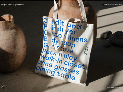 Ralphi Sans Variable Typeface bag blue branding font jurizaech mockup tote type typeface typography variable