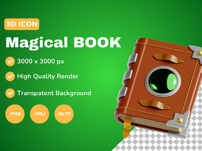 Magical Book 3D Icon & Illustration 3d 3d art 3d model blender book branding design icon illustration magical