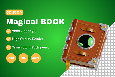 Magical Book 3D Icon & Illustration 3d 3d art 3d model blender book branding design icon illustration magical