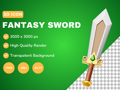 Fantasy Sword 3D Icon & Illustration 3d 3d art 3d model blender branding design icon illustration logo ui