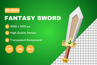 Fantasy Sword 3D Icon & Illustration 3d 3d art 3d model blender branding design icon illustration logo ui