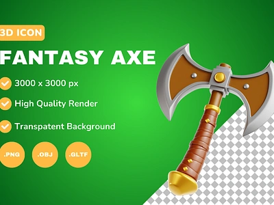 Fantasy Axe 3D Icon & Illustration 3d 3d art 3d model blender branding design icon illustration logo ui