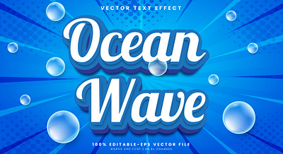 Ocean Wave 3d editable text style Template light