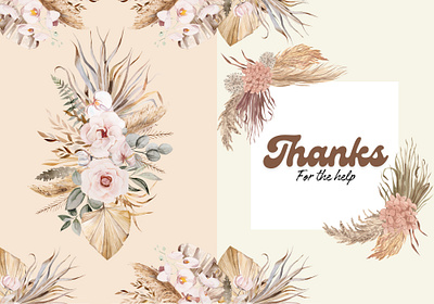 Pink flower thank you folded Card des design designs graphic design illustration ui ux vector