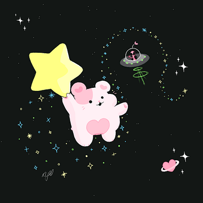 Space Ham animal cute digital art hamster illustration kawaii original character space