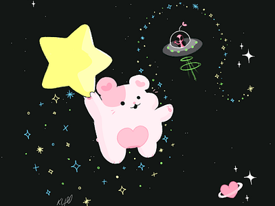 Space Ham animal cute digital art hamster illustration kawaii original character space