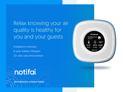 notifai Air Control Systems air conditioning blue devices graphic design healthcase iot marketing poster startup