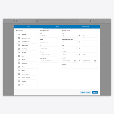 Commercial Real Estate · Web Database design minimal typography ui ux web