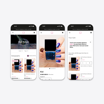 E-commerce · Nail Polish Web Store design minimal typography ui ux web website