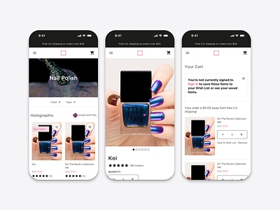 E-commerce · Nail Polish Web Store design minimal typography ui ux web website