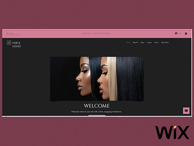 HAIR AND LASHES WEBSITE TEMPLATE beauty website black and pink branding eyelashes website graphic design hair website landing page lash website minimal website mobile personalized website professional website small business website ui ux web design website website template wig website