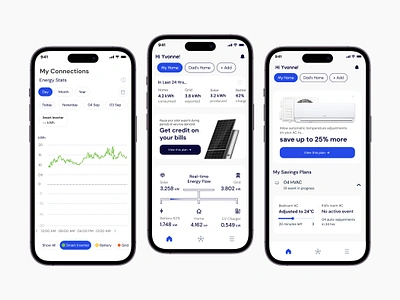 Home Energy Management App app design clean tech energy app renewable solar ui