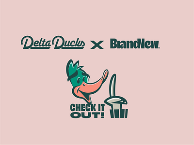 Delta Ducks review on Brand New! branding character college design duck fingers hand identity illustration lettering logo mascot pink retro script sports type