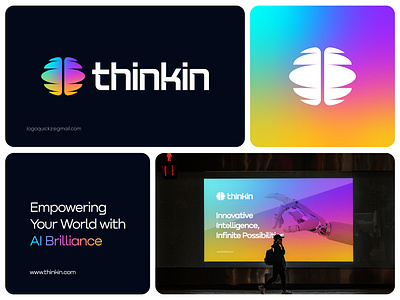 Thinkin Logo and Visual Identity Design ai brain logo brand identity branding creative design future gradient logo graphic design icon illustration innovative intelligence logo logos mind modern logo monogram symbol visual identity