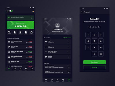 Financial App android app balance exchange ios money pin profile ui ux wallet