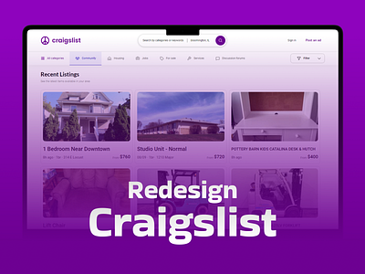 Craigslist UI Redesign craigslist redesign craigslist ui redesign modern ui modern ui design redesign ui design user interface visual design web design web interface update