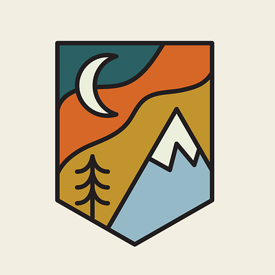 Mountain Peak Badge badge getoutside moon mountain mountain badge mountain peak outdoors peak sticker trees