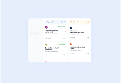 Investment Dashboard UI design ui